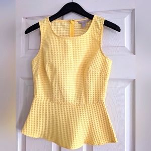 Banana Republic yellow peplum top with white polka dots
